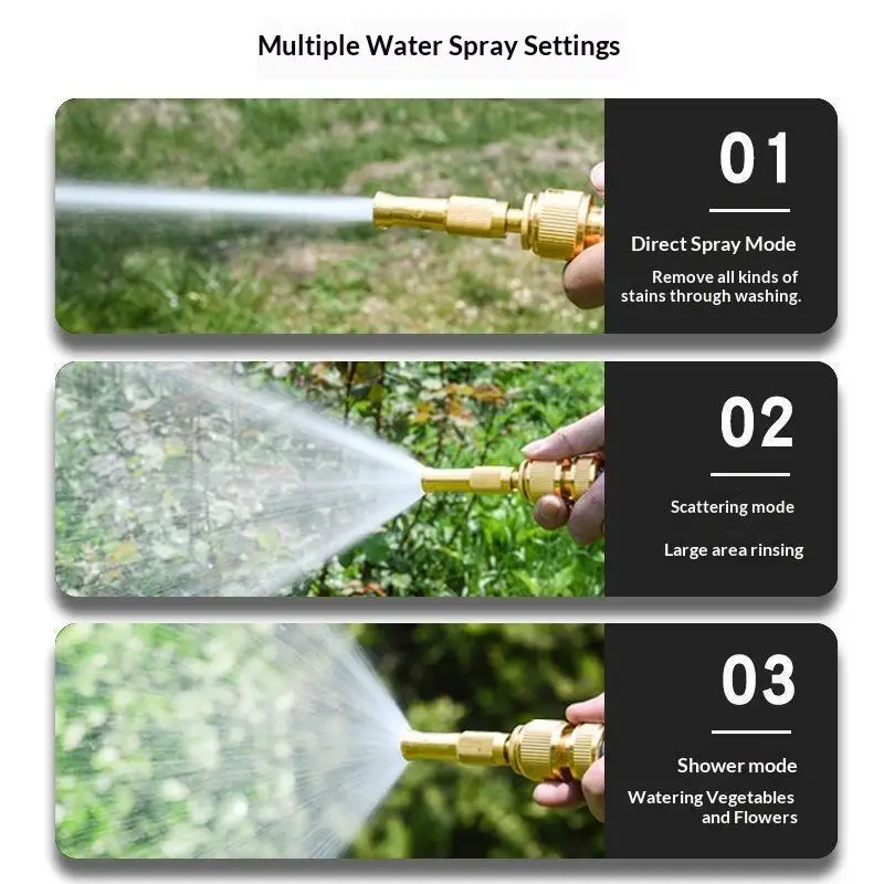 Brass High Pressure Water Spray Nozzle Rust Resistant Quick Connector for Yard Irrigation Vehicle Washing Outdoor Use