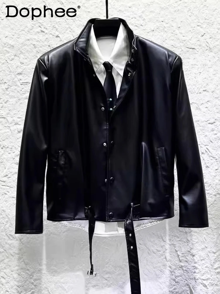 

Men's 2025 Autumn New Fashion Coats Light Luxury High-end Leather Jackets Men's Personality Trendy Stylish PU Leather Jackets