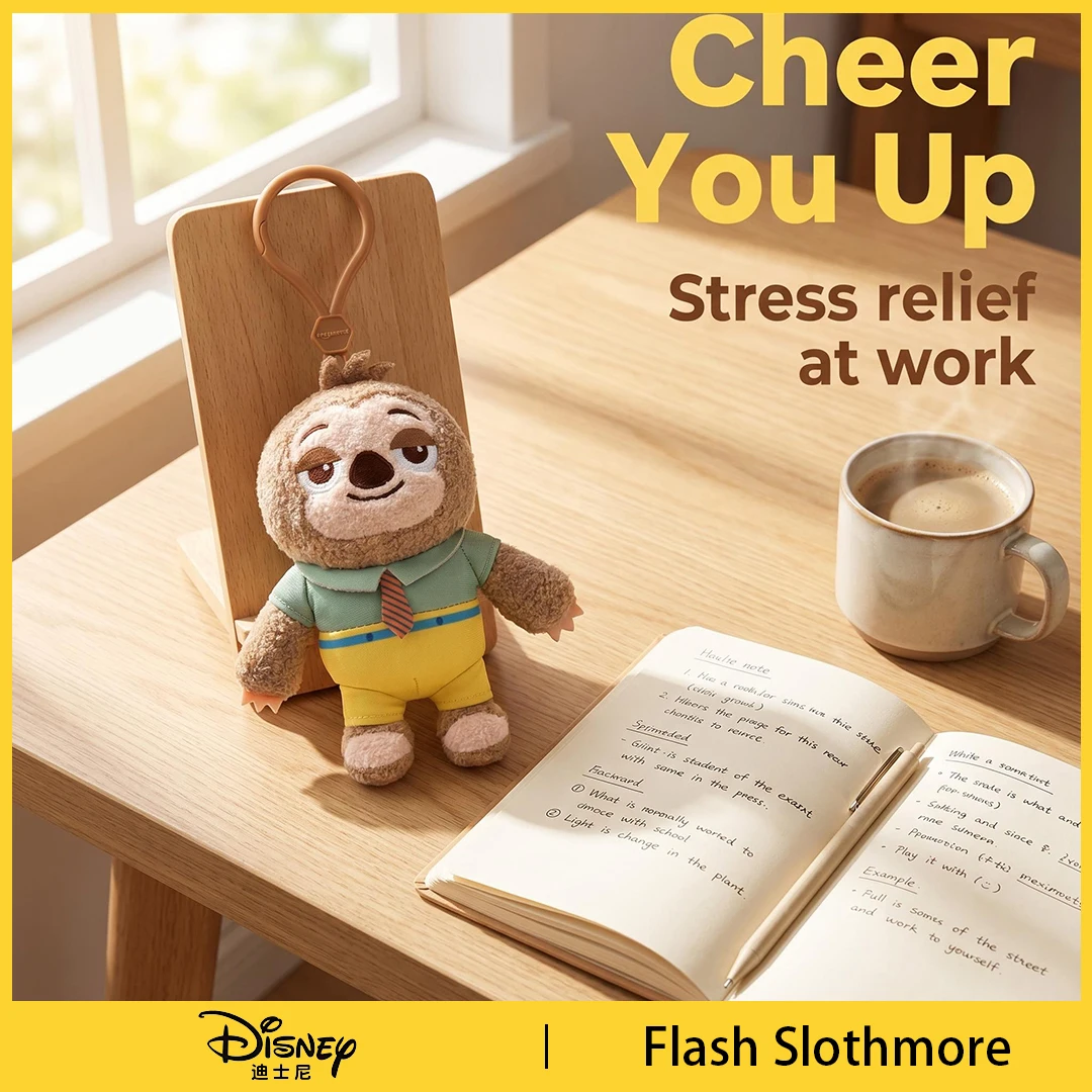 Potdemiel Disney Zootopia Flash Slothmore Stuffed Ring Clip Keychain Bag Charm Backpack Pendant Holiday Gift Souvenir Figure Toy view 5