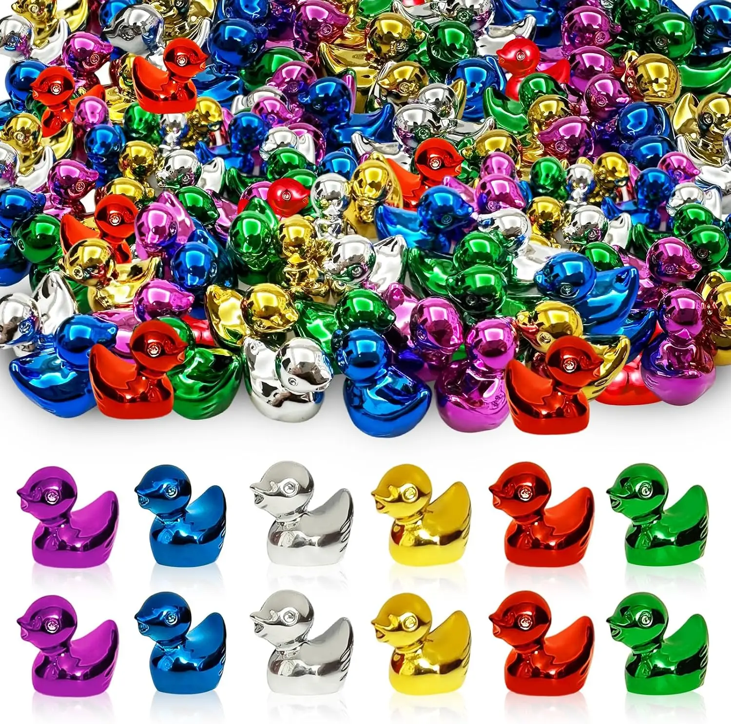 40pcs Mini Colorful Electroplate Ducks Miniatures Tiny Animal Figures for Micro Landscape Home DIY Craft Garden Decoration