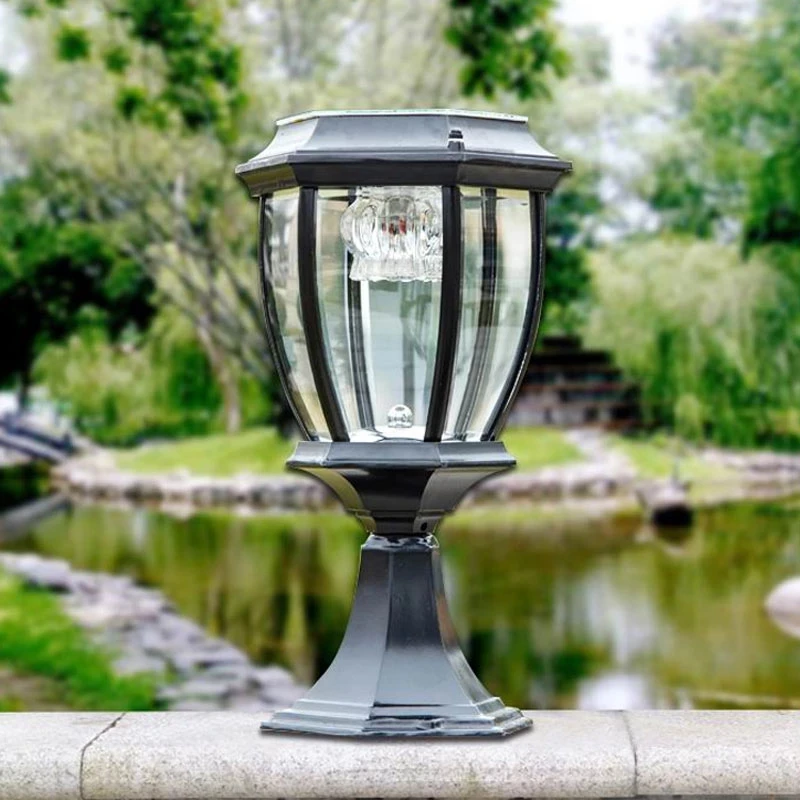 Solar Panel LED Column Pillar Light Garden Decoration Outdoor Solar Spotlights Street Lamp Waterproof Wall Sconce Lamps Sunlight