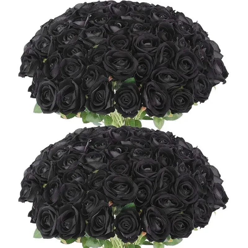 

60 Pcs Artificial Roses Bulk Velvet Silk Black Roses Roses for Wedding Centerpieces Bridal Bouquet Mohter's Day Valentine's Day