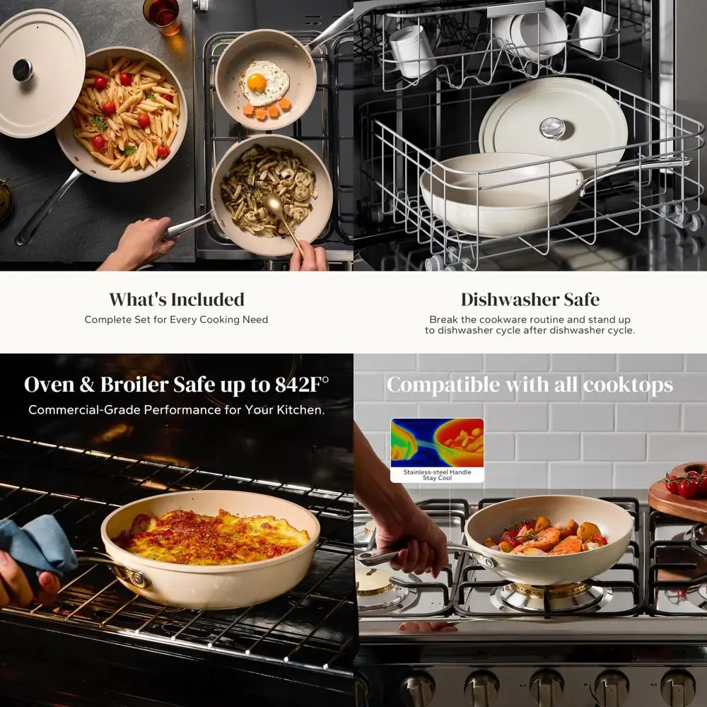 

Набор сковородок Ceic, 4 предмета, антипригарные сковороды, нетоксичная сковорода с крышкой, набор посуды Ceic, 8, 9,5, 11 дюймов, сковорода для яичного соте, PAS & P