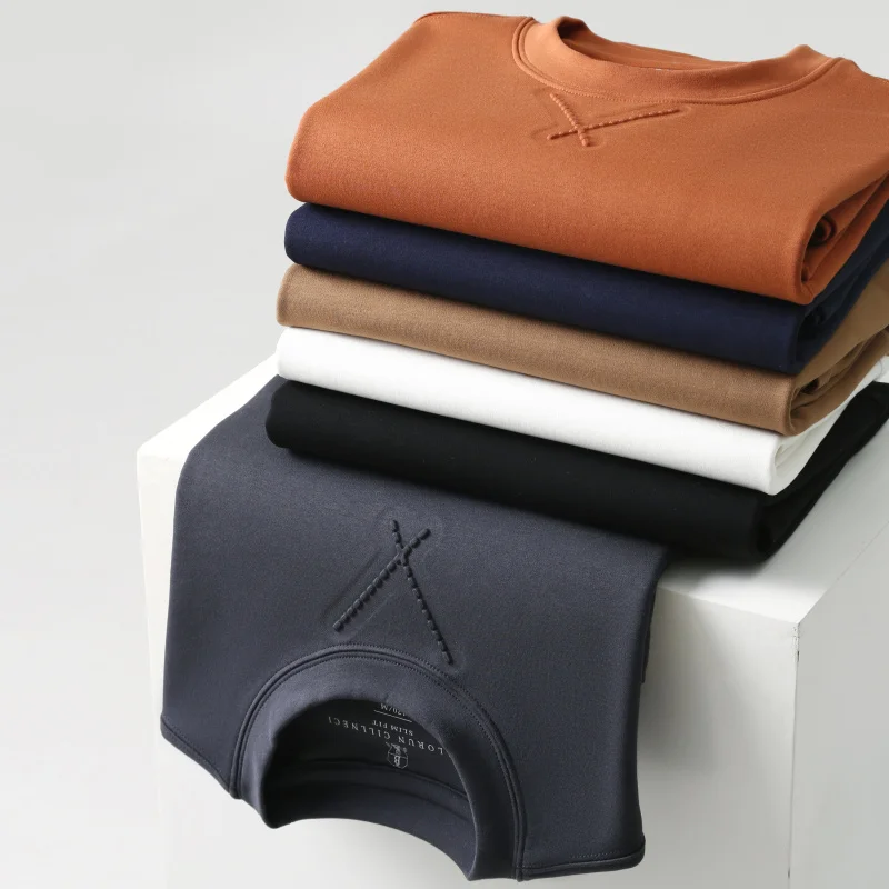 

Italian Style Men's Long Sleeve Fleece Lined Modal Base Shirt Soft Breathable Fashionable Urban Wear for All Seasons