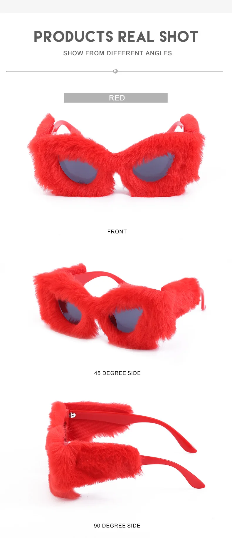 Modische Katzenaugen-Sonnenbrille für Damen 2026 Luxus-Markendesigner Rosa Weiche Fell-Samt-Sonnenbrille für Damen Handgefertigte Plüsch-Brillen – Detail 12