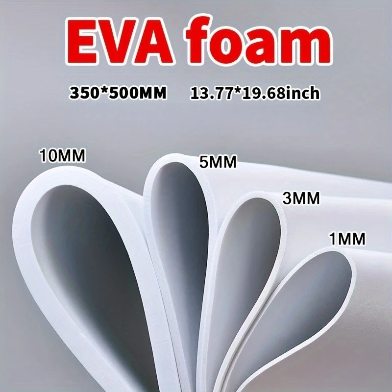 

EVA Foam Board 14x39 Inch, 3mm-10mm Thick White EVA Foam Sheet for DIY Crafts Cosplay Props Model Engraving Handmade Projects