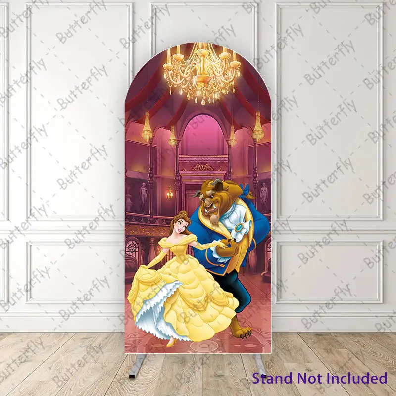 Dance Adam Belle Princess Candle Lamp Disney Beauty And The Beast Arch Backdrop Cover Girls Birthday Party Background Decoration