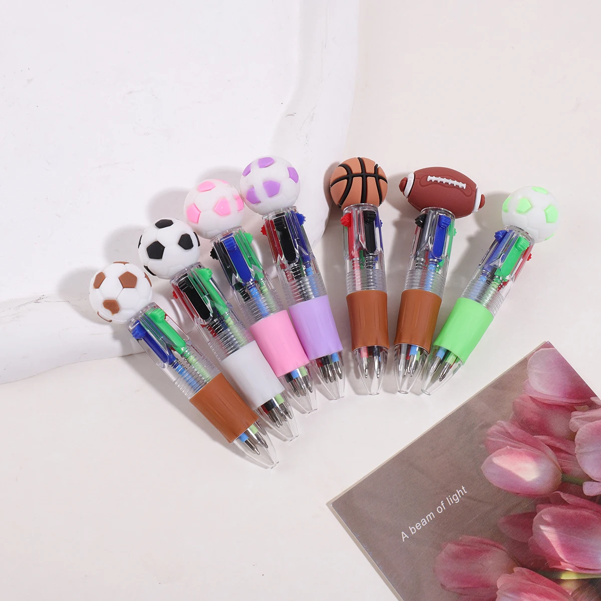 

4 Color Retractable Sports Ball Pen, Cute Mini Multi Color Pen for School Office Supplies Birthday Party Favor