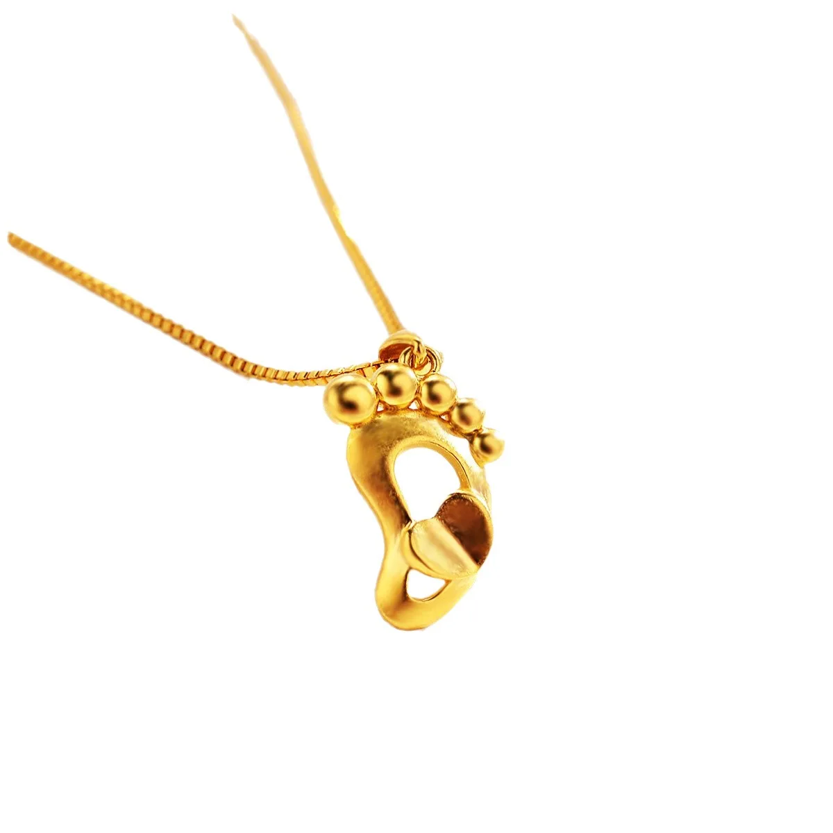 AU999 Gold Jewelry Womens Necklace Japanese and Korean Fashion Creative Foot Pendant 24K Pure Gold Short Clavicle Chain Necklace