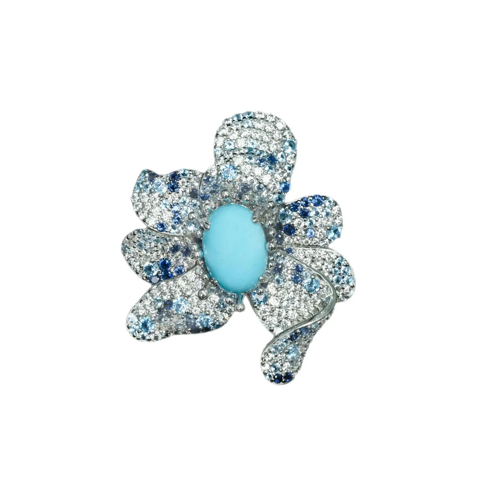 2025 S925 خاتم فضة عالية الكربون الماس الأزرق محارة حبة البيض الشعرية زهرة فاخرة تنوعا فتاة خاتم مجوهرات الزفاف #5