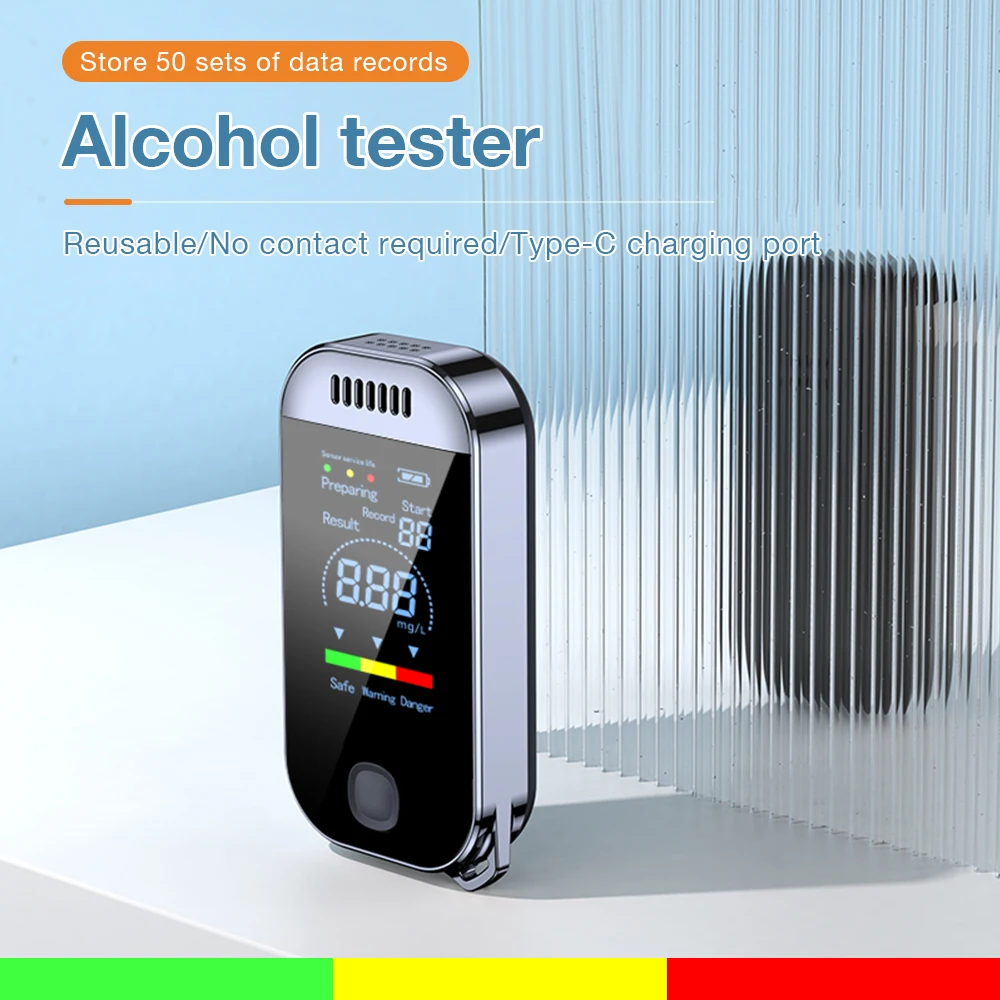 

Digital LCD Display Breath Alcohol Tester USB Rechargeable Professional Alcohol Detector Breathalyzer for Drunk Driving
