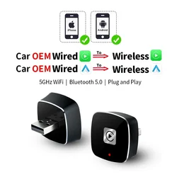 Wired to Wireless CarPlay Android Auto Box For Audi Kia Ford Opel Skoda Hyundai Toyota Mazda Nissan Chevrolet Suzuki Subaru