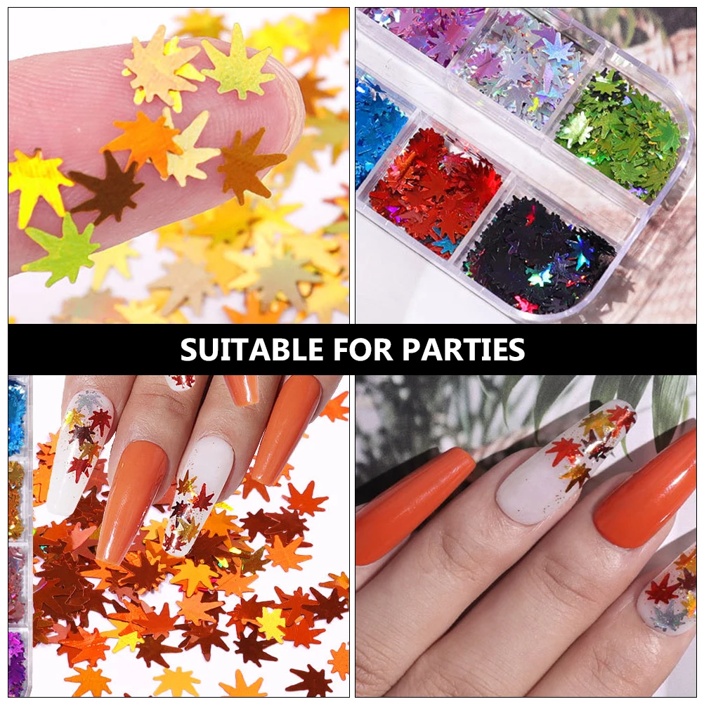 

Color-changing Maple Leaf Sequins 2 Boxes Glitter Nail Decoration Natural Artificial Nails DIY Crafts Jewelry Making