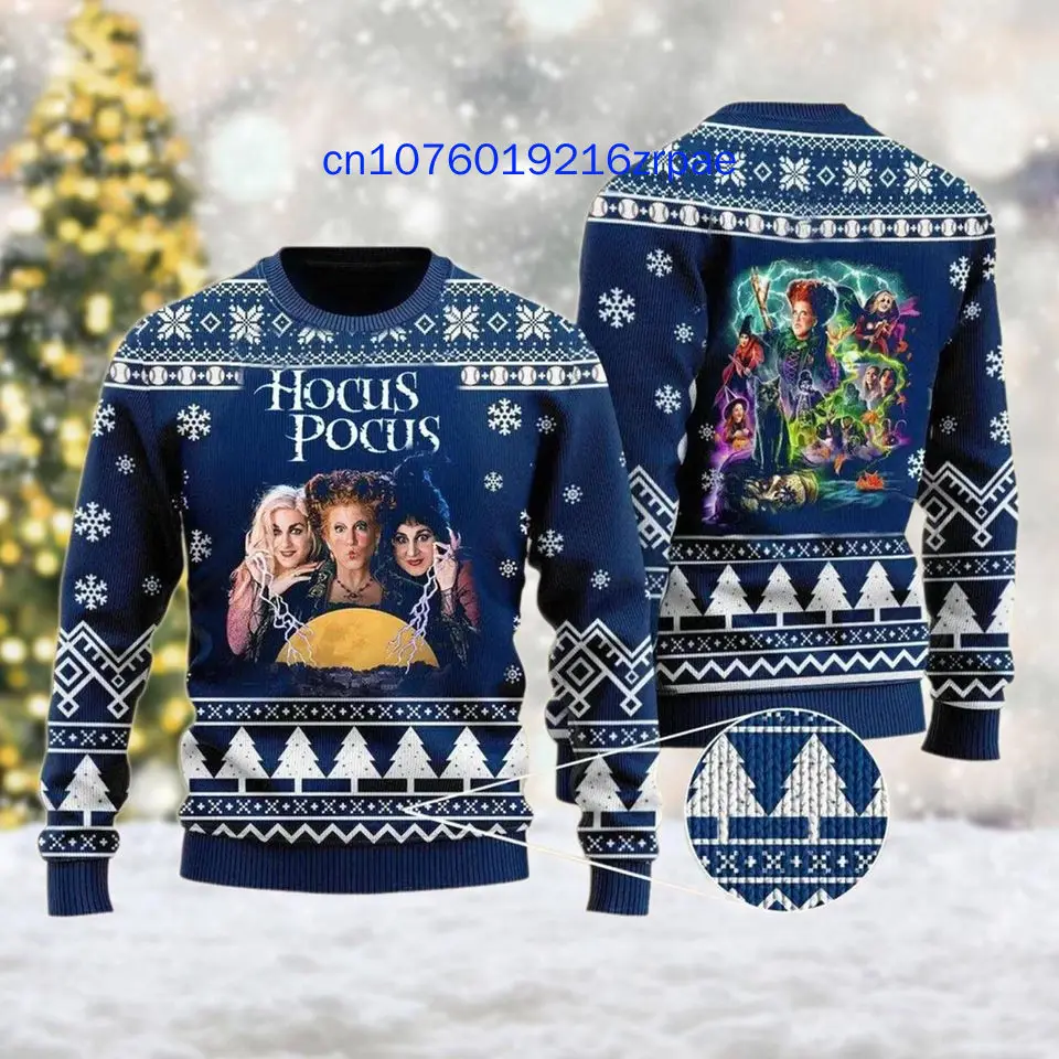 New Hocus Pocus Christmas Ugly Sweater Men's Women's 3d Print Disney Ugly Casual Sweatshirt Christmas Sweate