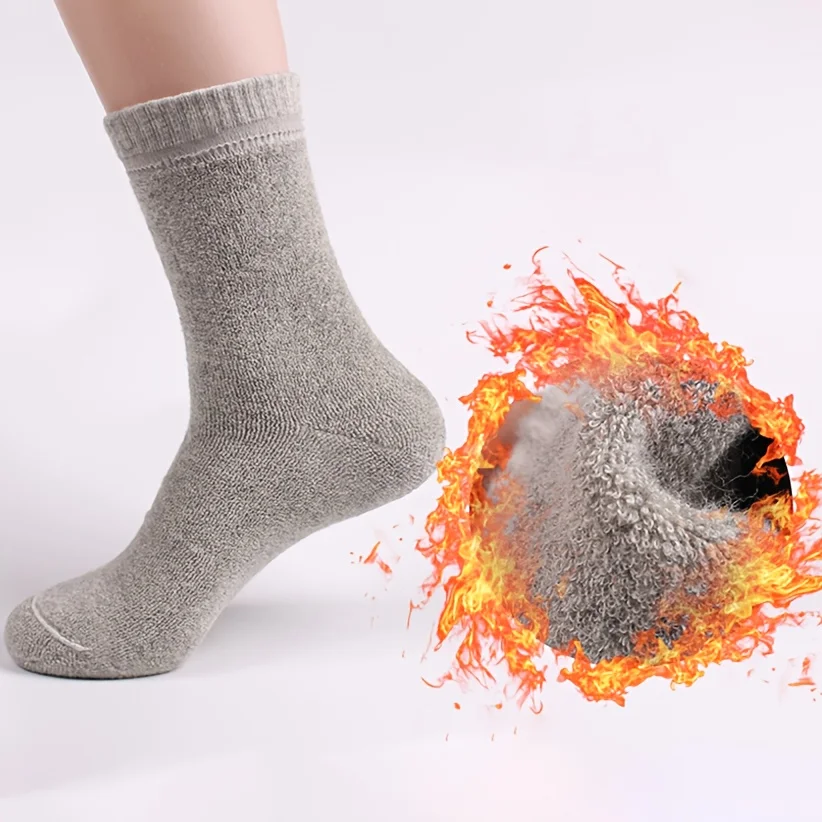2 Paar neue, dicke, warme Wintersocken für Damen und Herren, einfarbige Hausschuhe, warme Damensocken, bequeme Hausschuhe. – Detail 7