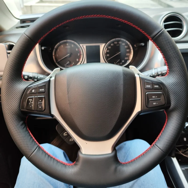 

Braid Car Steering Wheel Cover Hand Sewing Genuine Leather For Suzuki Vitara Celerio 2015-2019 SX4 S-CROSS 2013-2019 Swift 2011