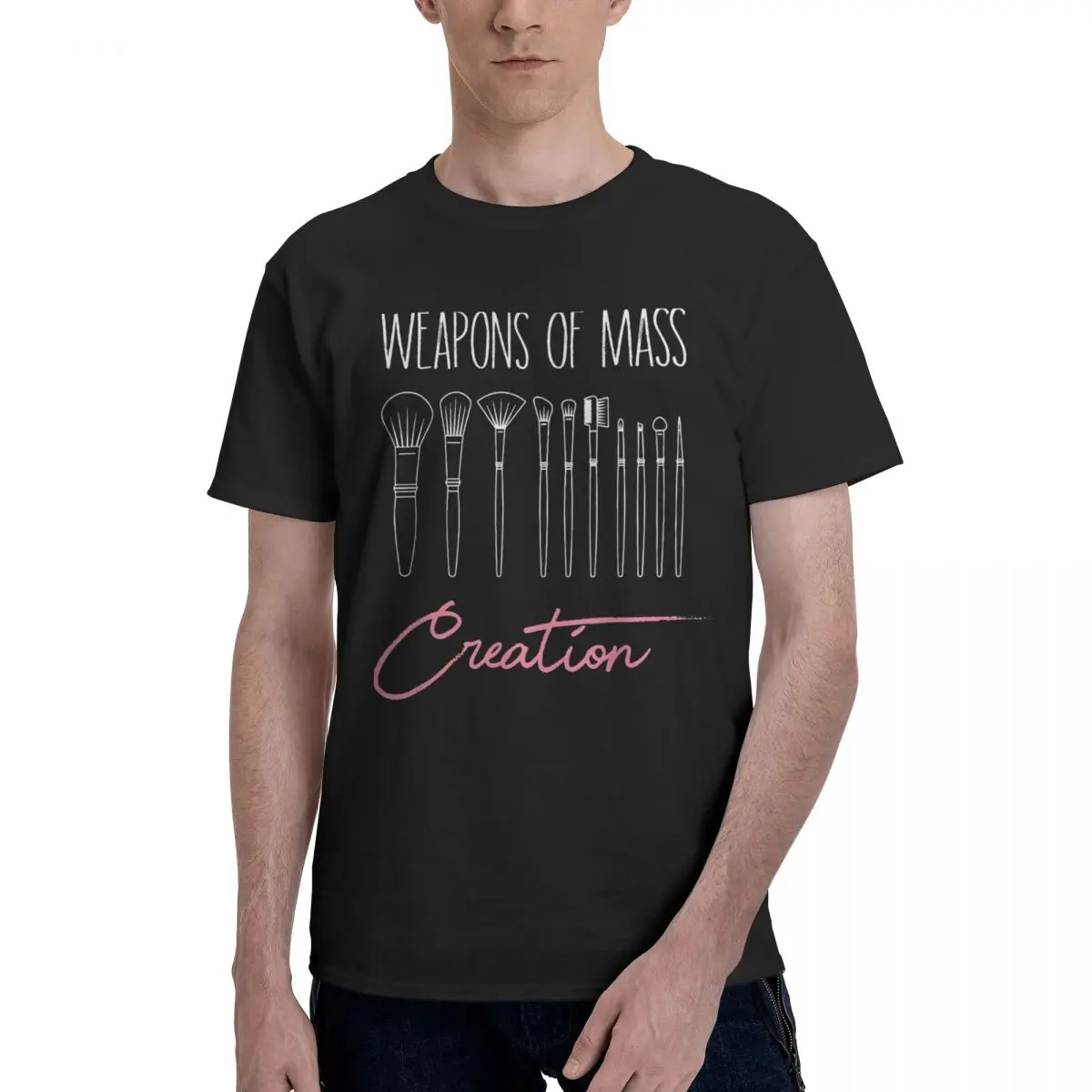 Creative Makeup Brushes Set Casual Graphic Movement Vintage Title Top tee Fitness Eur Size