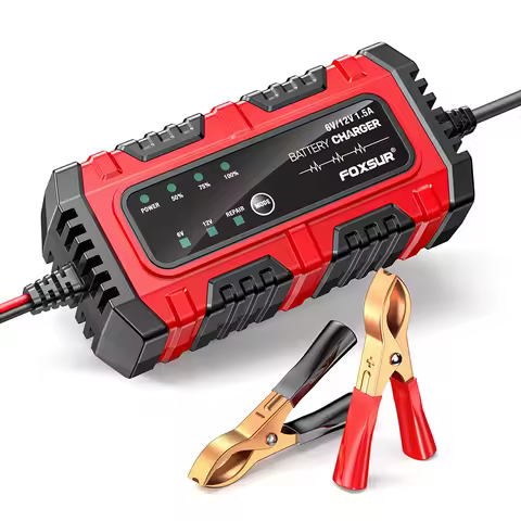 6V 12V 1.5A Car Battery Charger Smart Charger Moto Battery Charger Car and Motorcycle Battery Charging Unit for Car Truck Boat