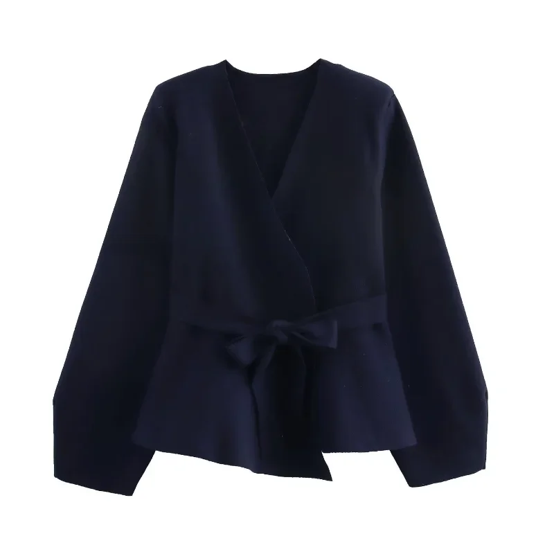 Abrigo informal de piel sintética para mujer, chaqueta elegante con cuello en V y mangas completas con cinturón para mujer, chaquetas ajustadas sólidas a la moda para principios de primavera 2025