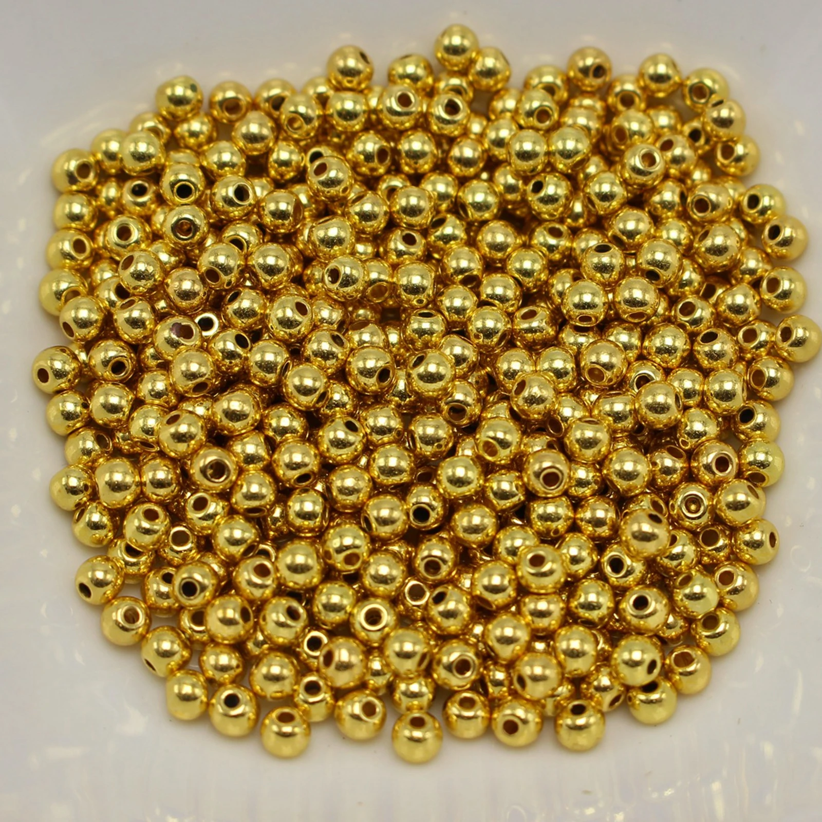 

2000 Gold Tone Metallic Acrylic Round Spacer Beads 3mm Smooth Ball Beads