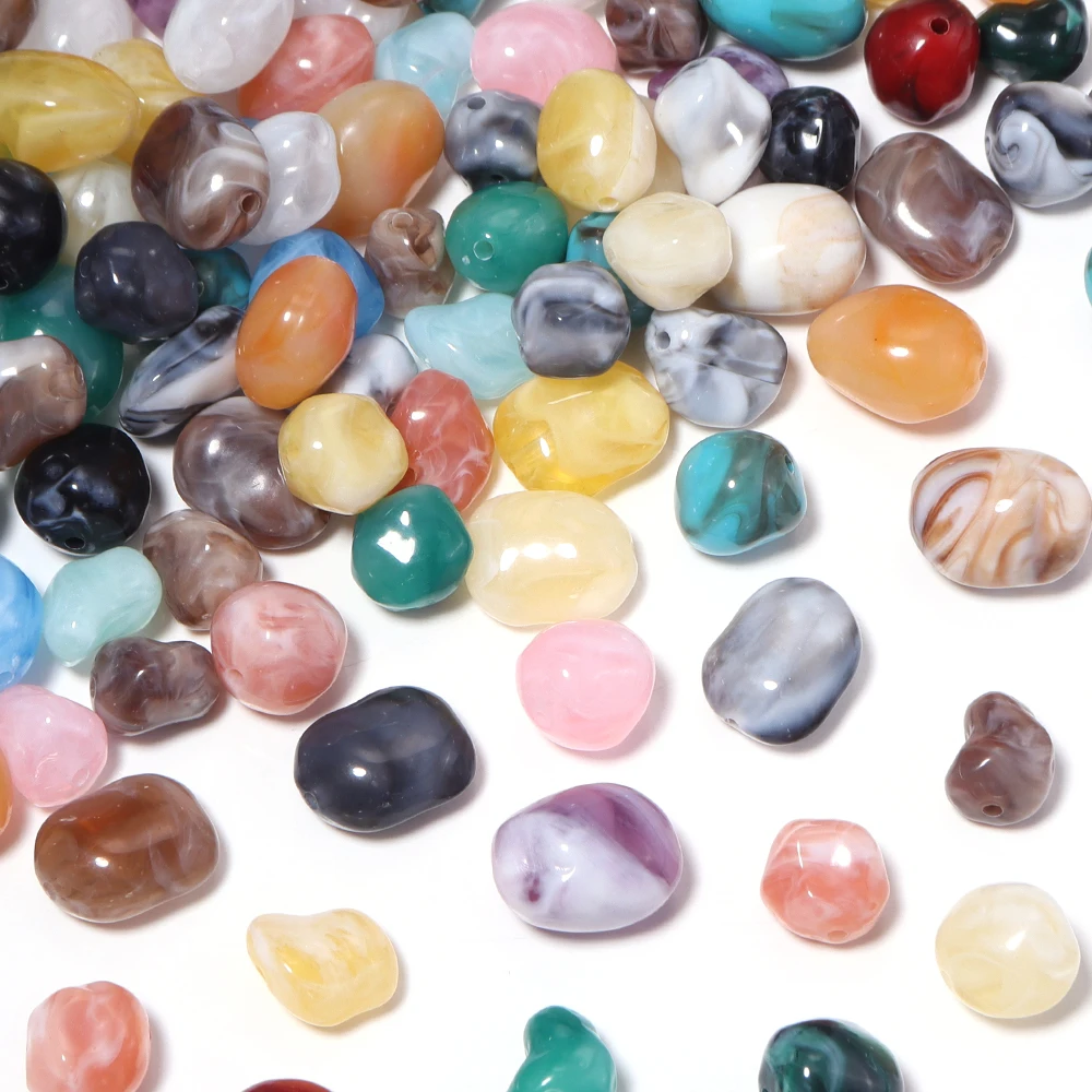 60 Stück zweifarbige, naturstein-ähnliche, unregelmäßige Acrylperlen, lose Abstandsperlen für DIY-Schmuckherstellung, Armbandzubehör – Detail 6