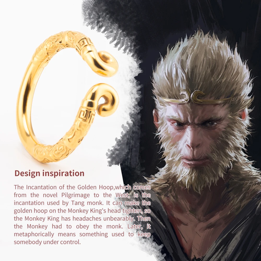 Black Myth: Wukong Cock Ring Silver/Gold For Men Penis Ring Hoop Curse Stainless Steel Glans Delay Ejaculation Chastity Sex Toys