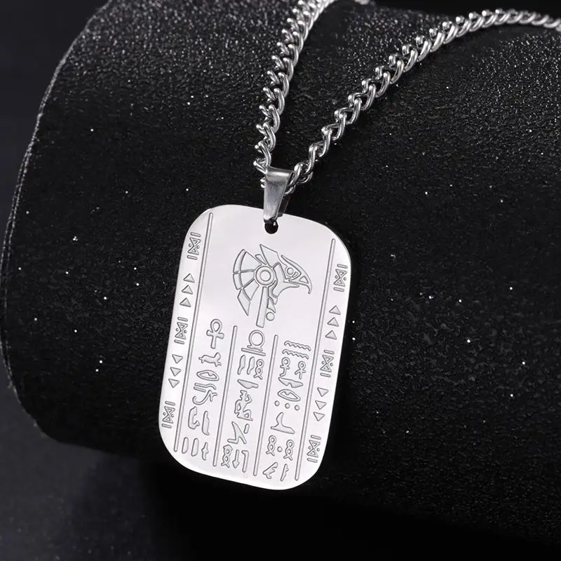 Dawapara Horus Anubis Wolf-headed Necklace Egyptian Pharaoh Patronus Totem Pendant Protection Amulet Stainless Steel Jewelry