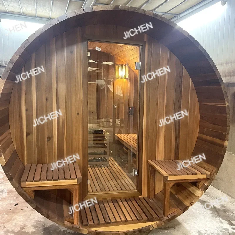 

HS Deposit Outdoor drum sauna room sweat steaming far infrared light wave sweat wood beauty household burning sweat steaming roo