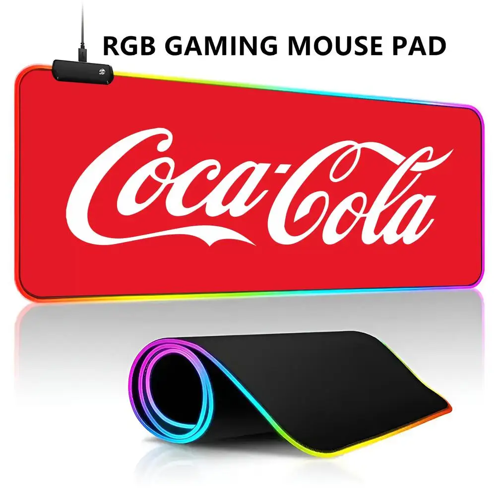 

Коврик для мыши C-Coca C-Cola-S с RGB LED подсветкой, водонепроницаемый, большой игровой коврик для мыши, коврик для клавиатуры, для ПК и настольных игр