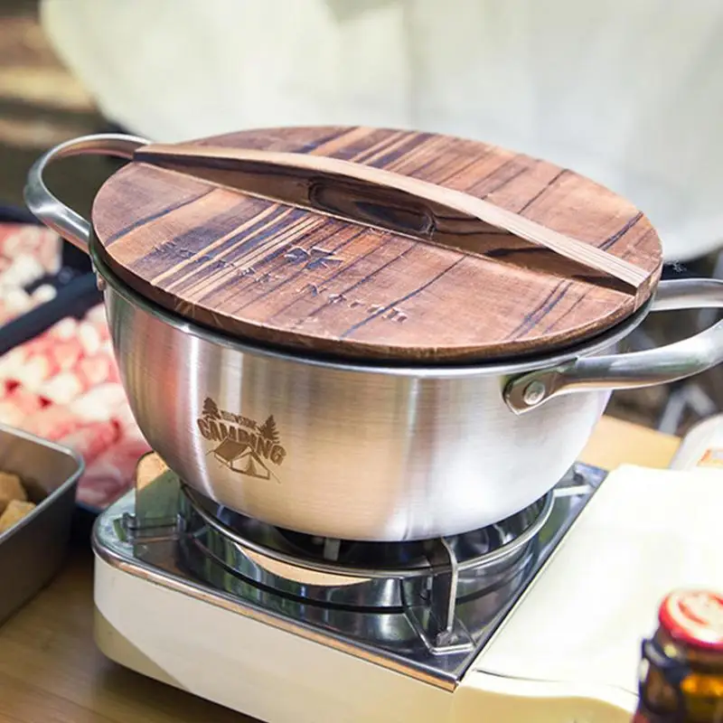 

Stainless Steel Camping Pot Small Stockpot With Lid & Double Handle For Outdoor Cooking Ergonomic Even Heating Camping Cookware
