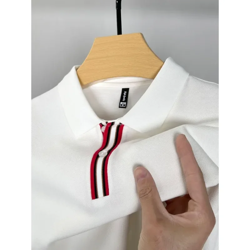 

100% Cotton Long Sleeved Men's Lapel, Simple and Casual Brand Polo Shirt, Loose Fitting Korean Style 2023 New High-quality Top