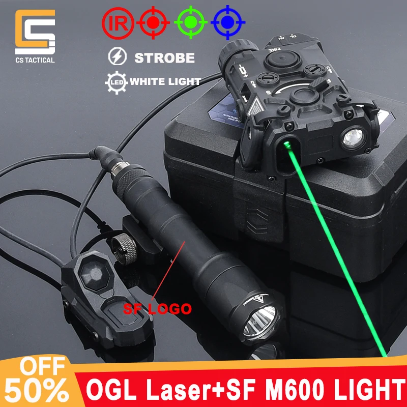 

WADSN OGL Nylon Full-Function Battery Box Red Green Blue IR Flashlight SF M600 LED Scout Light Set UNAXON Dual Pressure Switch