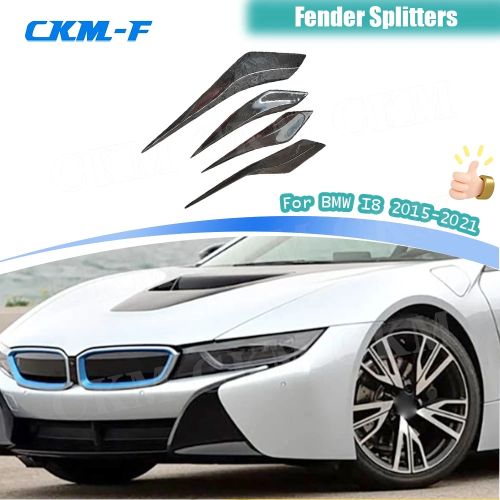 Car Front Fender Vent Splitter Forged Carbon fiber for BMW I8 2015-2021 Front Bumper Air Vent Trim FRP Canards Splitter Trim