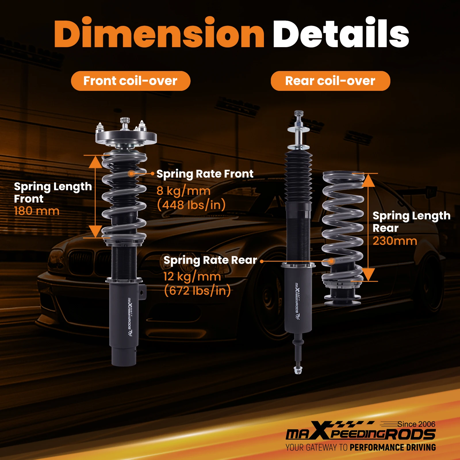 

24 Level Damper Coilovers Lowering Suspension for B MW 3 Series E90 E91 E92 2006-2011 RWD