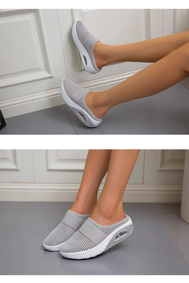 2025, Sommer europäische und amerikanische große Baotou-Halbhausschuhe für Damen, Mesh, ohne Absatz, Slip-on-Damenschuhe, flache Schuhe – Detail 24