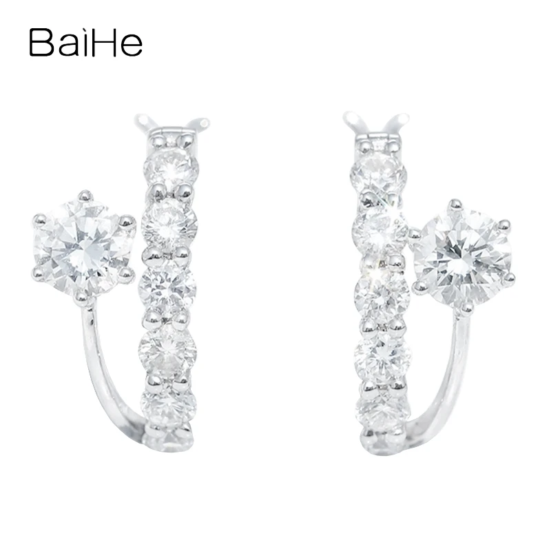 

BAIHE Real Solid 14K White Gold SI/H Natural Diamond Stud Earrings Women Party Wedding Trendy Fine Jewelry Timanttikorvakorut