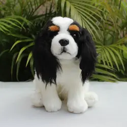 Lifelike King Charles Spaniel Dog Black White Puppy Emulational Pet Animal Soft Stuffed Doll Plush Toy Girl Boy Birthday Gift