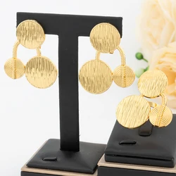 New Jewelry Sets for Women Dubai Round Geometry Earrings and Ring Set Italian Party Wedding Jewelry Accessories