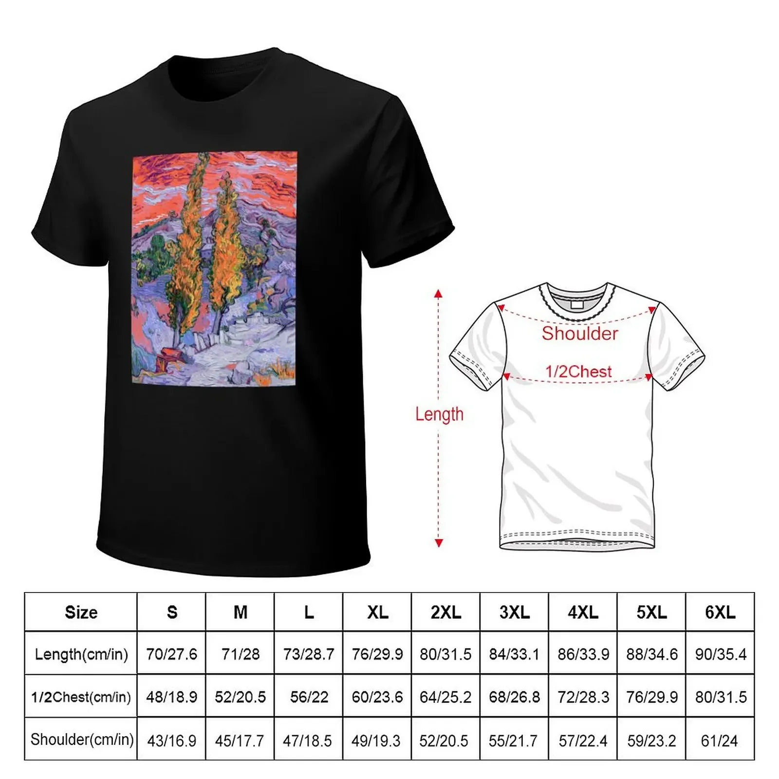 The Poplars at Saint-Rémy - Purple and Orange T-Shirt blue archive street wear aesthetic clothes t shirt men