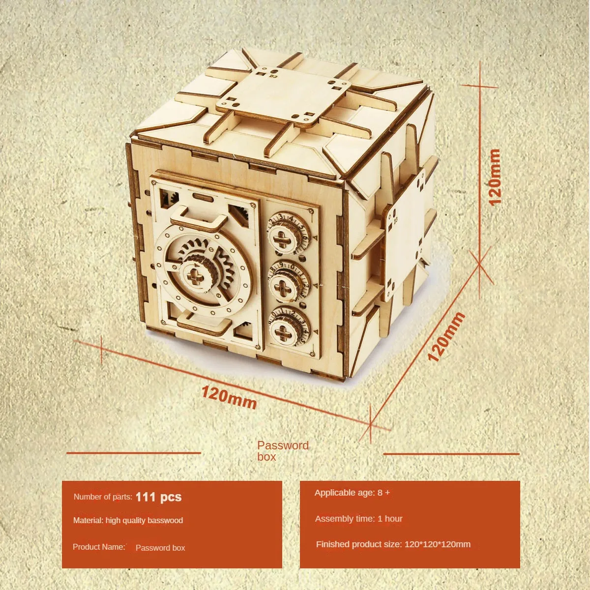 3D 나무 암호 쥬얼리 상자 퍼즐 키트, 빌딩 컨스트럭터 블록 모델, DIY 메커니즘 링 목걸이 코드 안전 조립