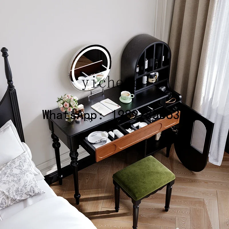FZ retro solid wood dresser chest cabinet integrated medium and ancient style makeup table bedroom storage cabinet