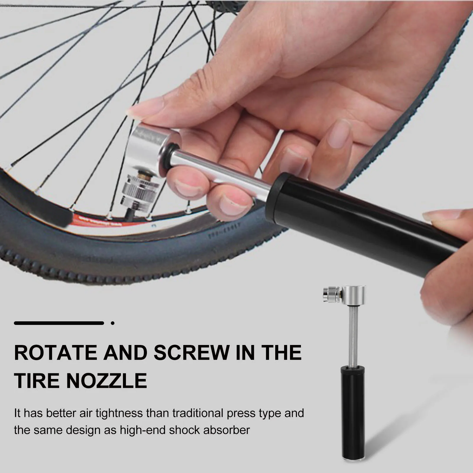 

Bike Tire Inflator 120psi Mini Portable Pumping Tool Compatible Valves Durable High-Quality Material