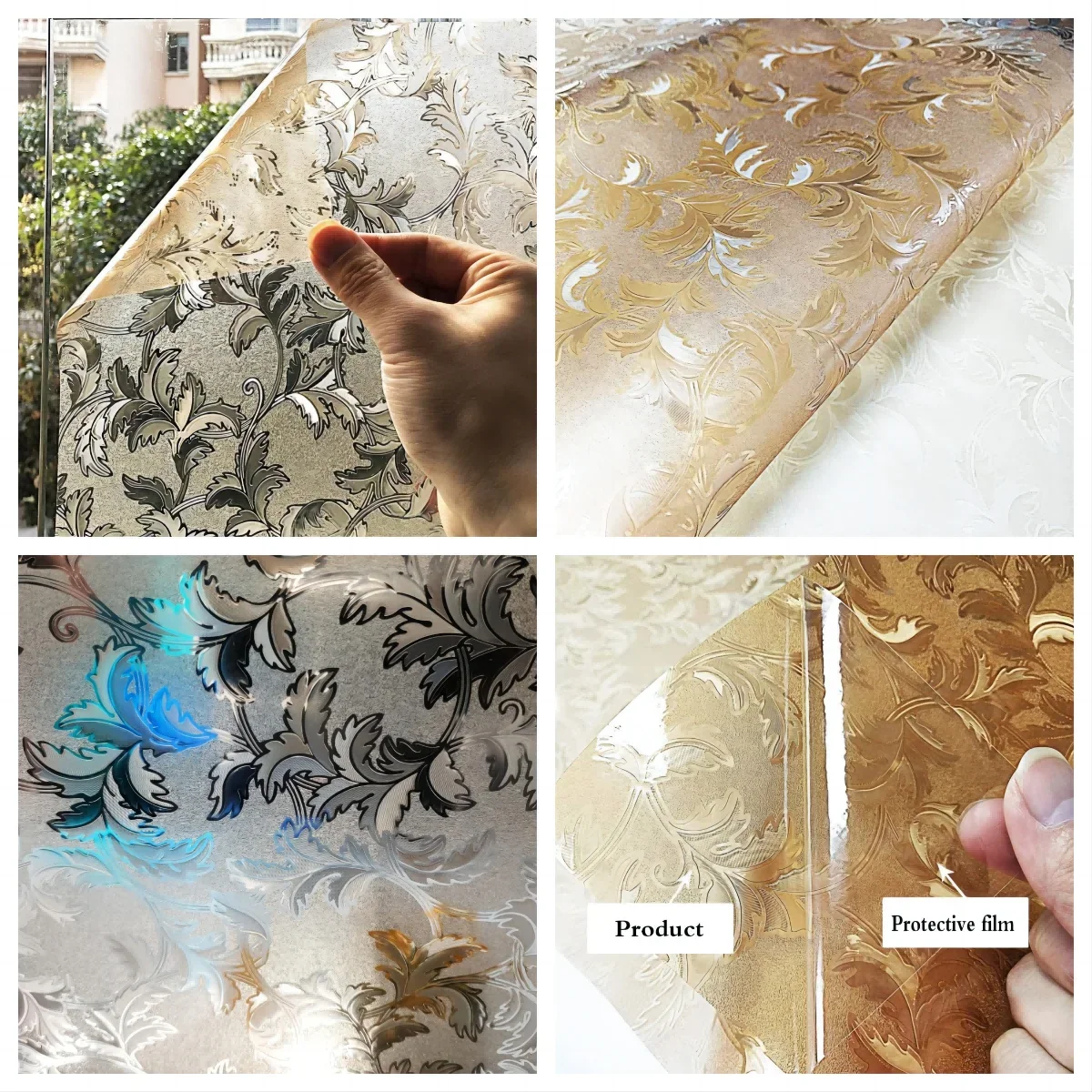 Customizable Window Privacy Film Frosted Glass Window Film Static Cling UV Blocking Removable Window Clings