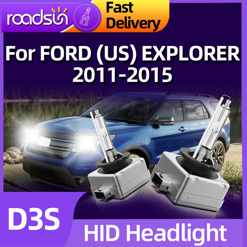 Roadsun Car D3S 6000K 8000K HID Bulbs Xenon Headlight Auto Headlamp For FORD (US) EXPLORER 2011 2012 2013 2014 2015