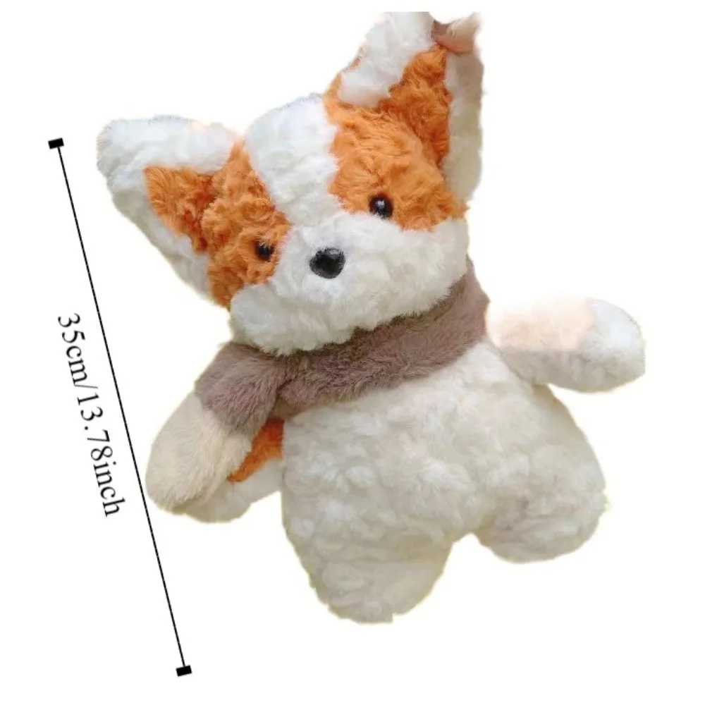 Stuffed Animal Simulation Dog Plush Doll Big Ear Variegated Stuffed Scarf Puppy Dog Fluffy Soft Cartoon Corgi Dog Doll