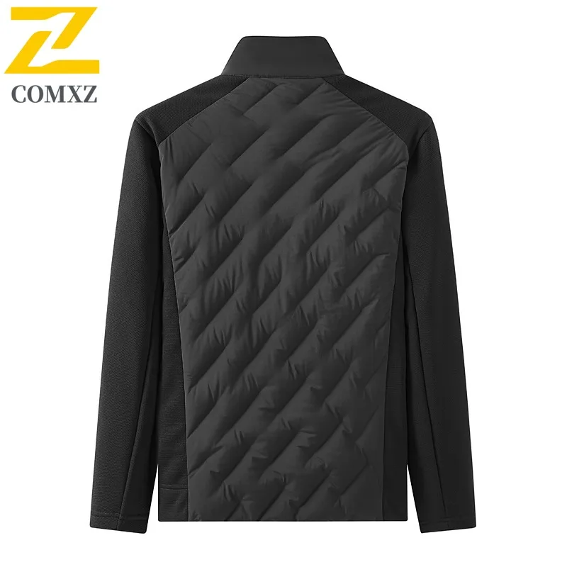 COMXZ Windproof Lightweight Down Jacket Thick Stand Collar Skiing Parker Coat Streetwear Comfortable Winter Jacket Men Clothing