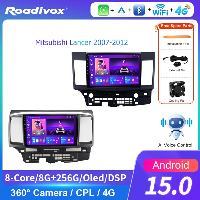 AI VOICE Android Car Radio Multimedia player for Mitsubishi Lancer 2007 2012 GPS Navigation Stereo Screen Video Tape Recorder