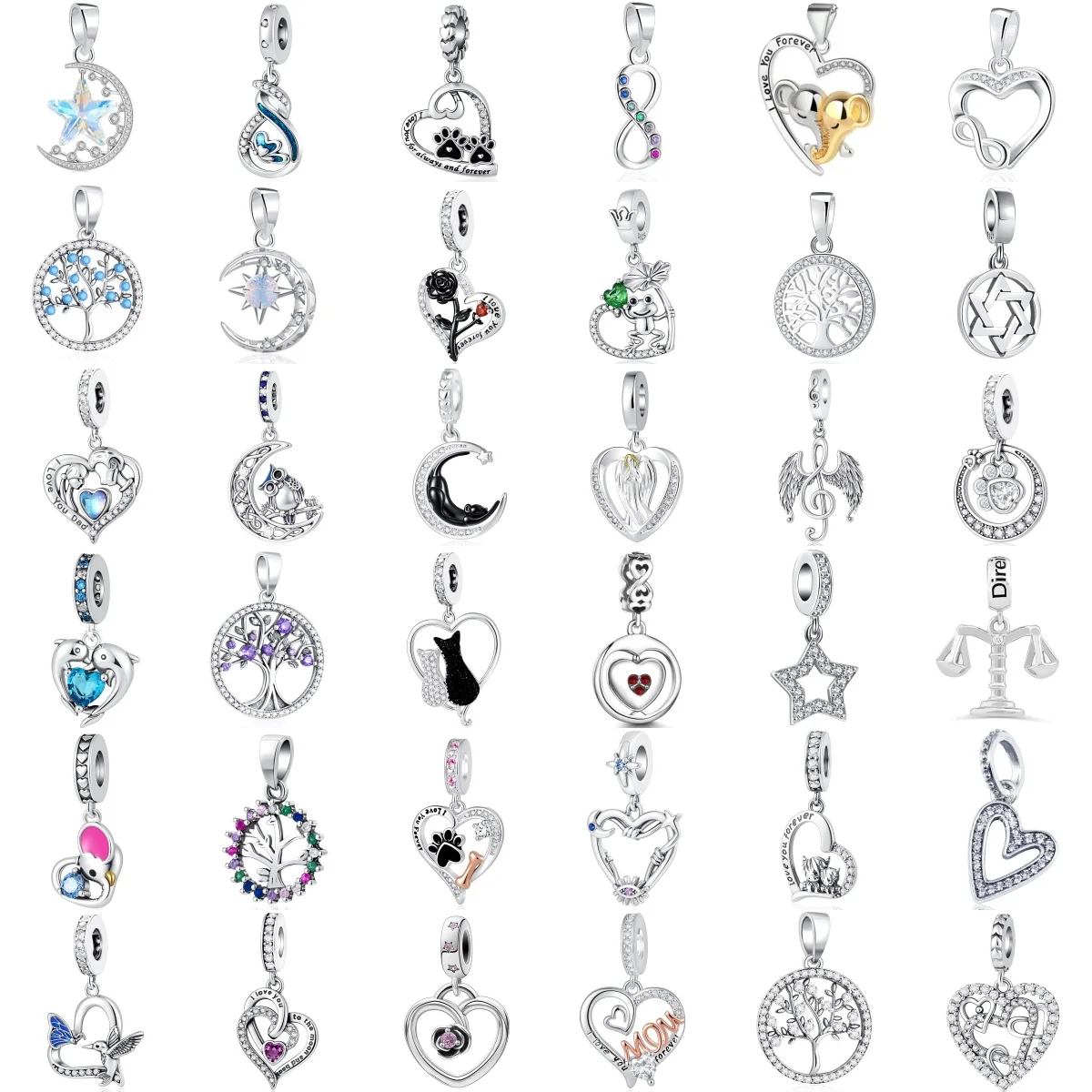 2026 New 925 Sterling Silver Black Cat Paw Bird Star Pendant Charm Bead For Original Bracelet Jewelry Women Accessories Gift