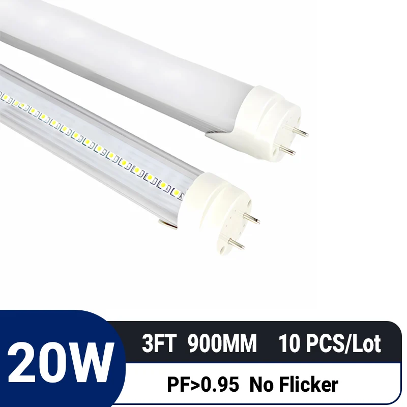 10pcs/lot 3ft 900mm 20W T8 LED Tube |G13 interface|High PF 0.95|Flicker-Free|Non-Dimmable |Energy Saving|replace Fluorescent