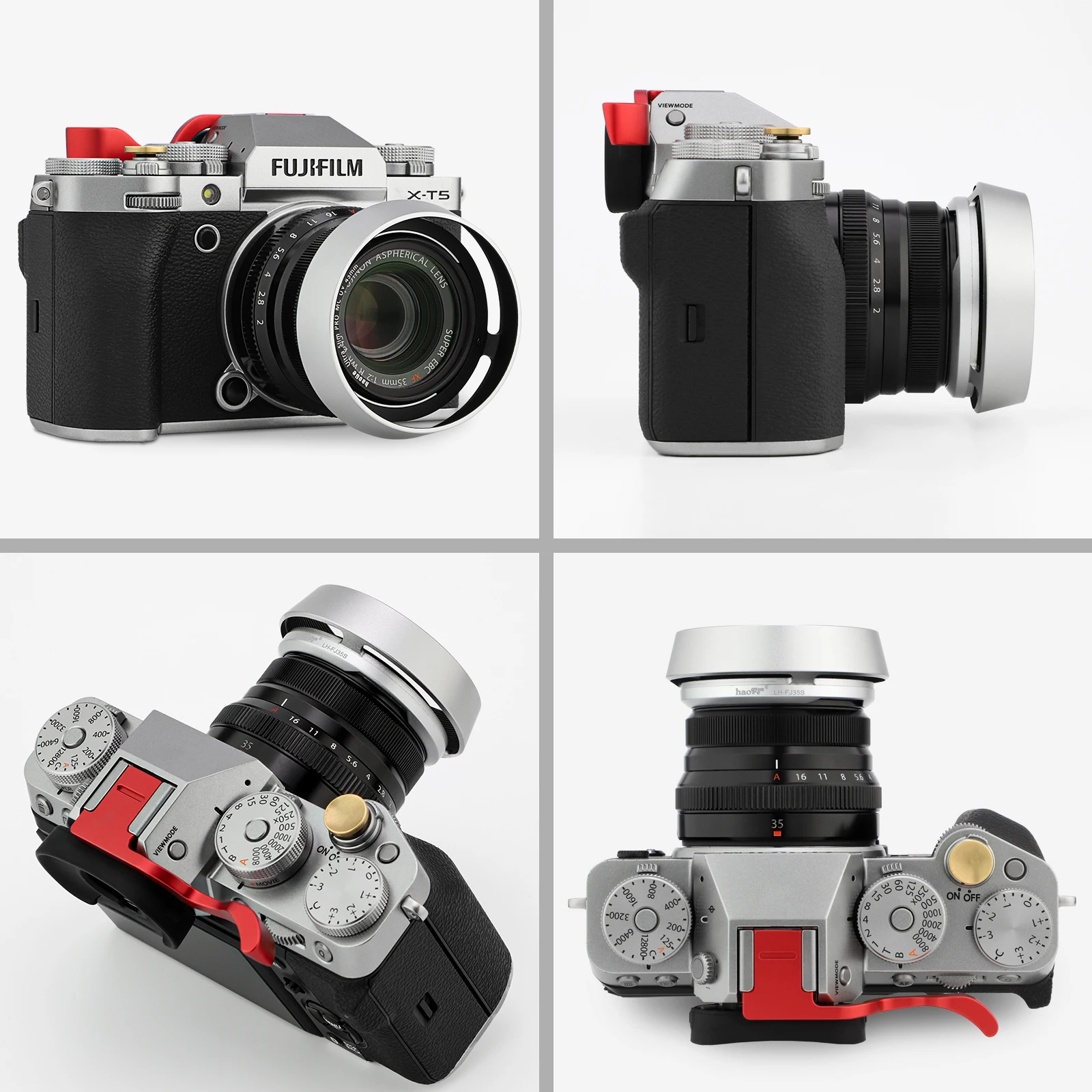 Haoge capa com lente de metal redonda para fujifilm xf 35mm 23mm f/2 r wr prata